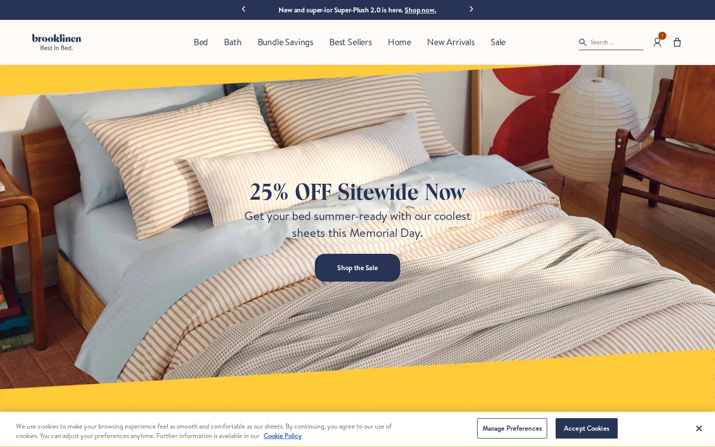 Brooklinen 首页 hero