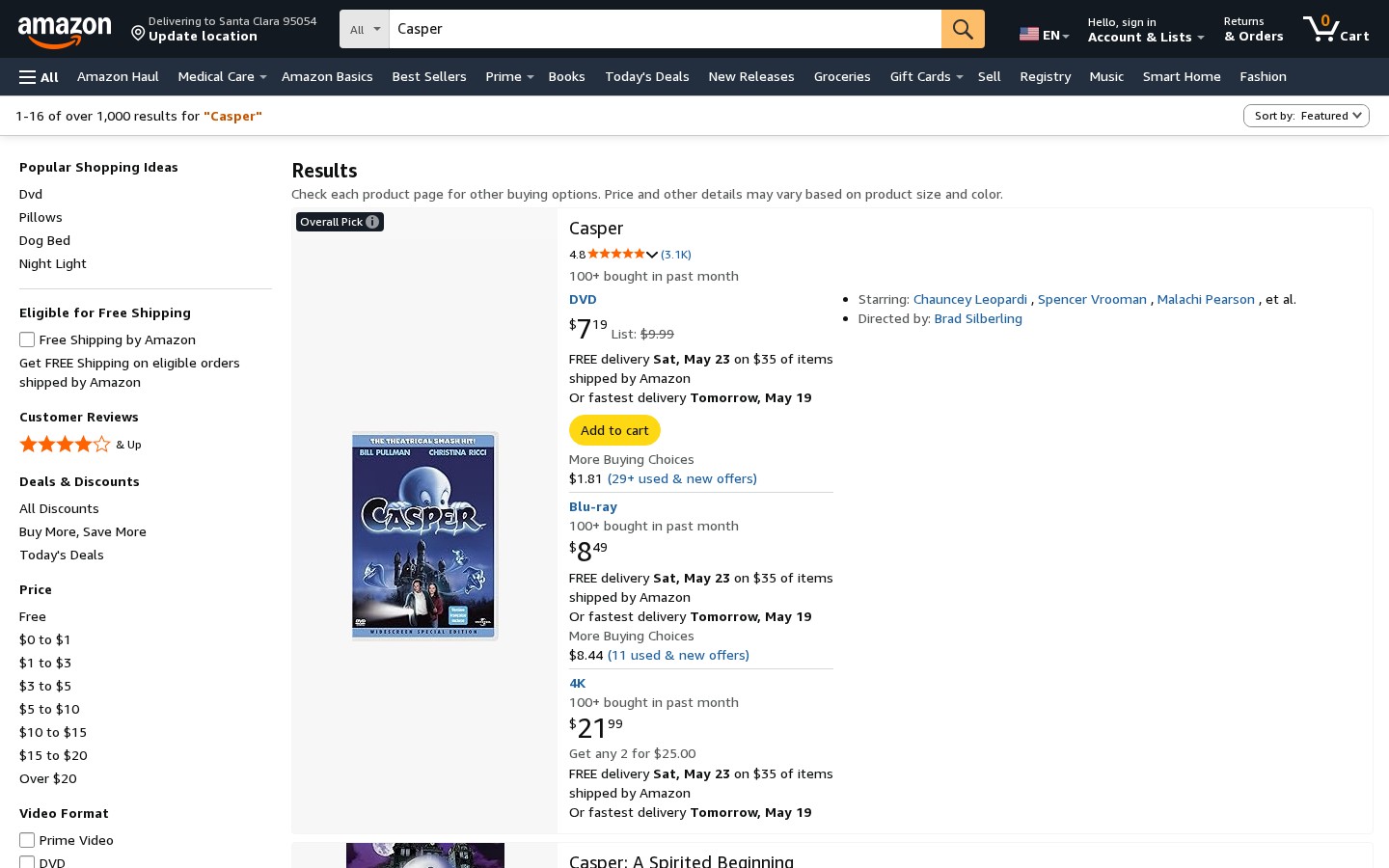 Casper Amazon storefront