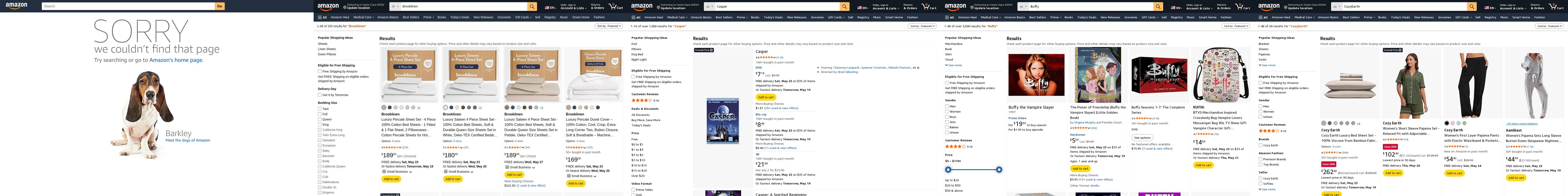 5 brands Amazon storefront side-by-side